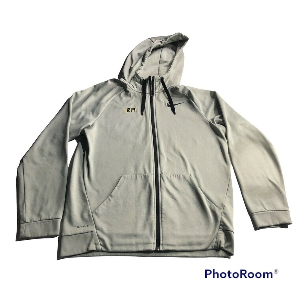 mens Nike DRI-FIT light Gray Soft Full Zip Hoodie Size Medium SOFT GYM TRAINING